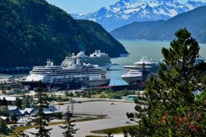 Cruise ships in port in Skagway, Alaska